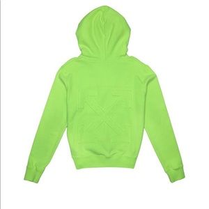 Men’s off white slim hoodie fluorescent yellow